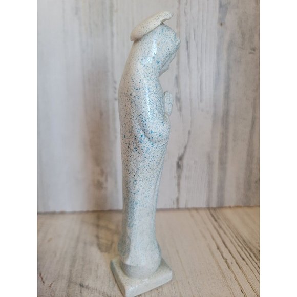Ceramic blue speckled mother Mary religious statue - Picture 4 of 10